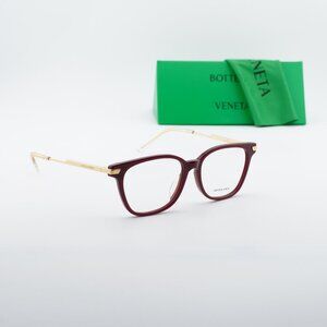 Bottega Veneta BV1074OA 004 Square Eyeglasses – Burgundy/Gold 53mm